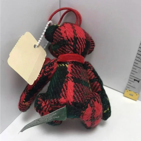 BNWT Bath & Body Works Mini Plaid Teddy Bear plush ornament GREAT GIFT TOPPER - Picture 3 of 3